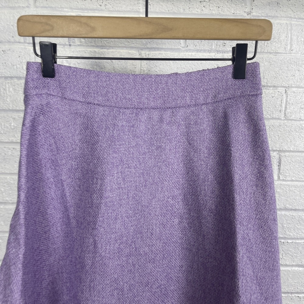 Oyrosy Purple Heather Knit Midi Skirt Womens S A-Line Wavy Hem - Picture 2 of 6